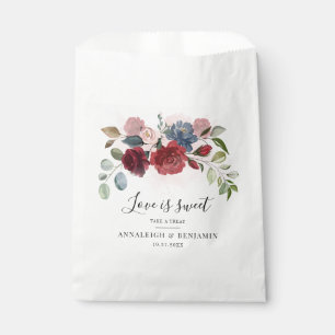 Floral Burgundy Botanical Dusty Blue Watercolor Favour Bags