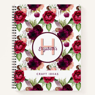 Floral burgundy craft ideas sketch notebook