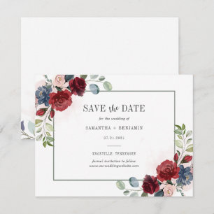 Floral Burgundy Floral Botanical Save the Date