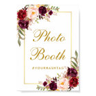 Floral Burgundy Gold Wedding Photo Booth