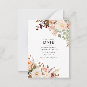 Floral Burgundy Greenery Minimalist Save the Date Card