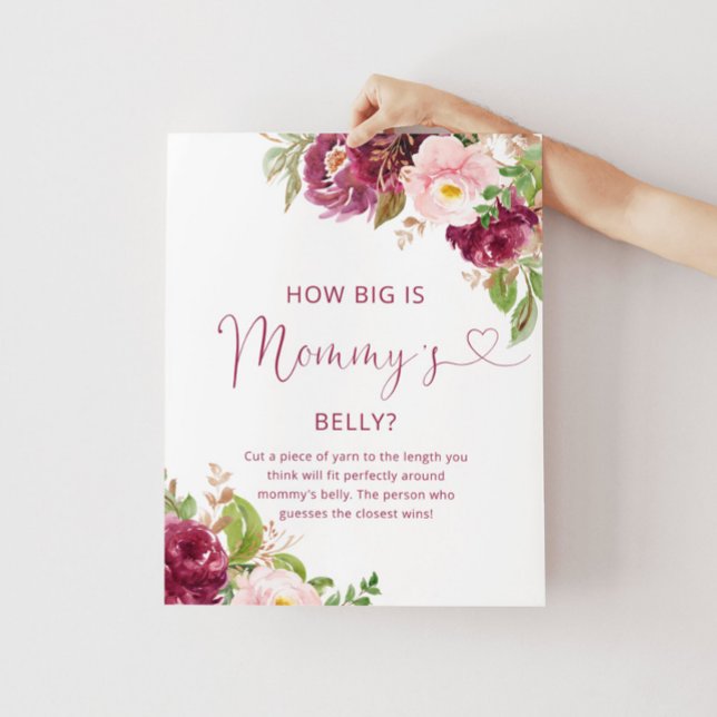 Floral burgundy how big is mummy's belly game poster (Creator Uploaded)