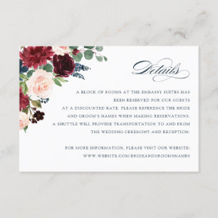 Floral Burgundy Navy Elegant Blush Details Card
