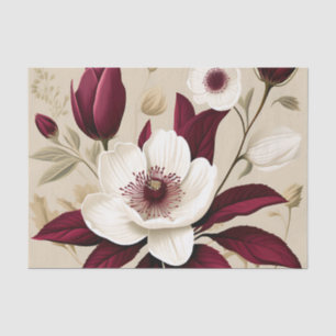 Floral Burgundy Plant Botanical Tissue Paper