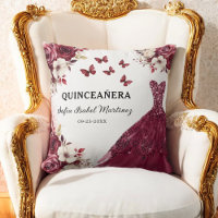 Floral Burgundy Princess Quinceanera Birthday
