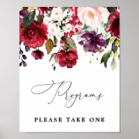 Floral Burgundy Programs Sign