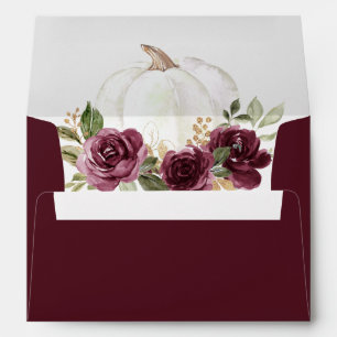Floral Burgundy Pumpkin Greenery Fall Envelope