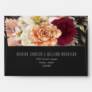 Floral Burgundy Red Black Envelope