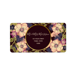 Floral Burgundy Return Address Label