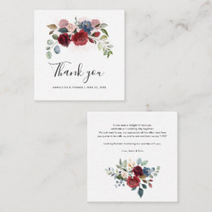 Floral Burgundy Script Elegant Wedding Thank You Card