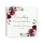 Floral Burgundy Watercolor Fall Wedding Guest Book