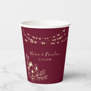 Floral Burgundy Wedding Paper Cups