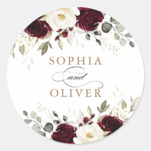 Floral Burgundy White Greenery Gold Envelope Seal