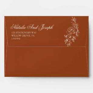 Floral Burnt Orange Terracotta Botanical Wedding Envelope