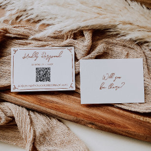 Floral Burnt Orange Terracotta QR Code Wedding RSVP Card