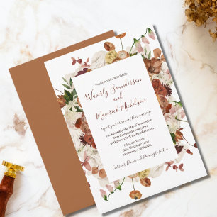 Floral Burnt Orange Wedding Invitation
