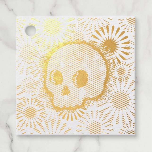Floral Burst Skull Favour Tags (Front)
