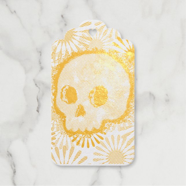 Floral Burst Skull  Gift Tags (Front)