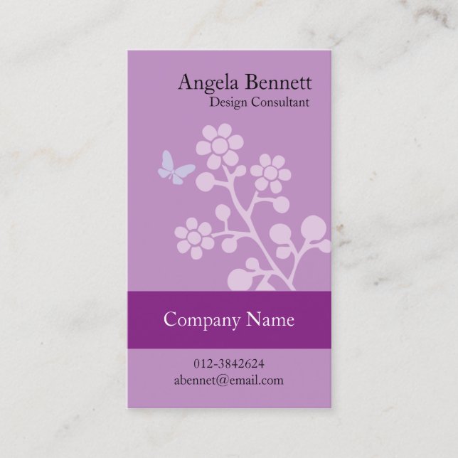 Floral Business Card Butterfly Blossom (Front)