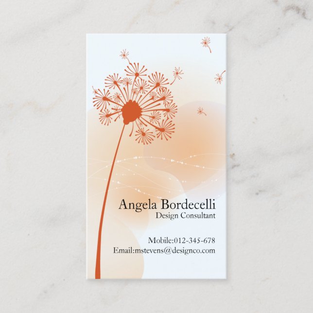Floral Business Card Gentle Dandelion (Front)