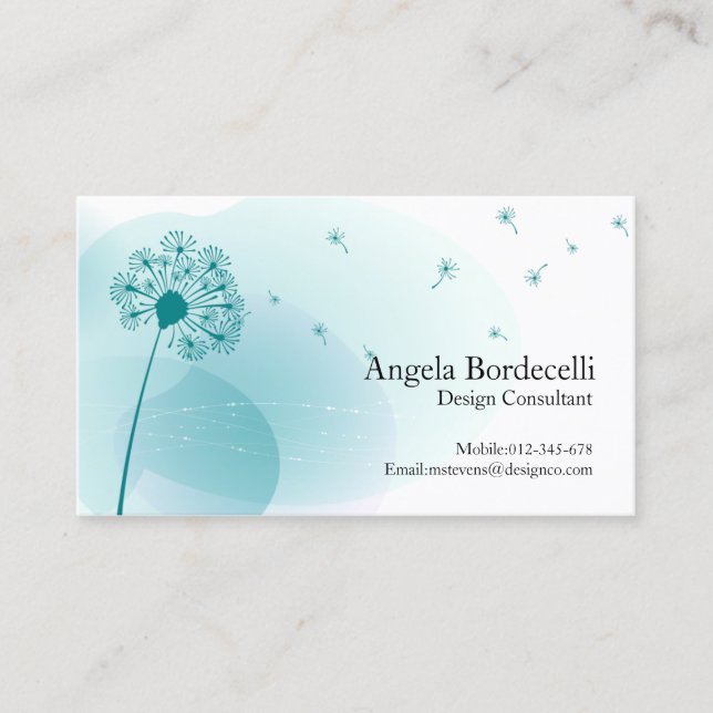 Floral Business Card Gentle Dandelion (Front)
