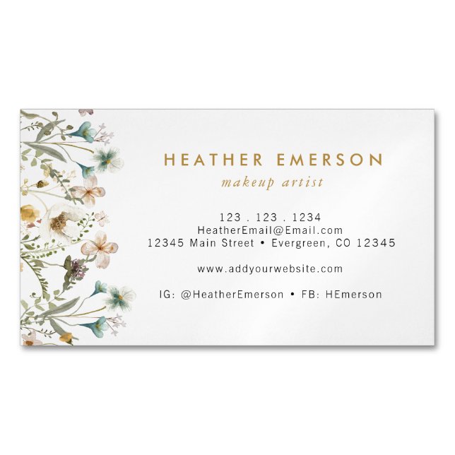 Floral Business Card Magnet (Front)