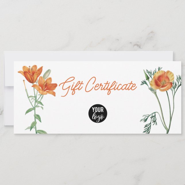 Floral Business Logo QR Code Gift Certificate (Back)