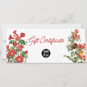 Floral Business Logo QR Code Gift Certificate