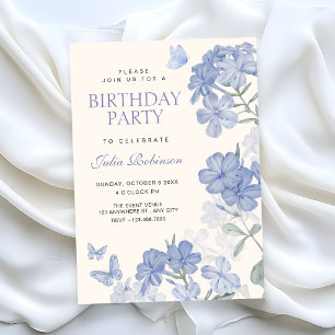 Floral butterflies birthday invitation