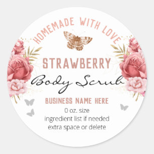 Floral Butterflies Custom Business Body Scrub Classic Round Sticker