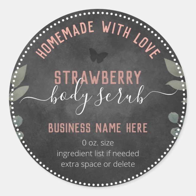 Floral Butterflies Custom Business Body Scrub Classic Round Sticker (Front)