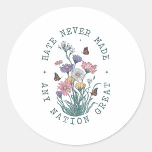Floral Butterflies Democrat President Liberal  Classic Round Sticker
