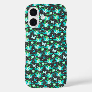 Floral butterflies & hearts jade iphone case
