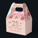 Floral Butterflies Pink Happy 21st Birthday Favour Box<br><div class="desc">Girly glitter,  millennial pink background,  with fancy script name typography. Faux rose gold 21 balloon text. Pink Roses and butterfly top border. Great for 21st celebrations.</div>