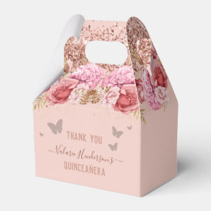 Floral Butterflies Pink Quinceañera Favour Box