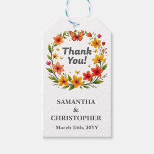 Floral Butterflies Wreath Wedding Custom Text Gift Tags