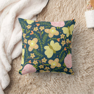 Floral, Butterfly And Glamour Seamless Elegant Cushion