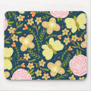 Floral, Butterfly And Glamour Seamless Elegant  Mouse Pad