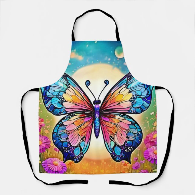 Floral Butterfly Art Design Apron (Front)
