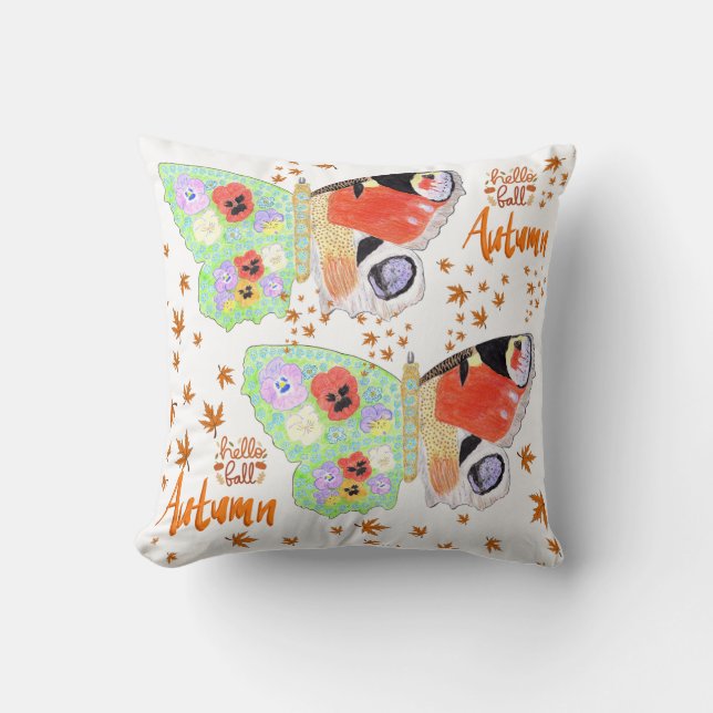 Floral Butterfly Autumn  Cushion (Front)
