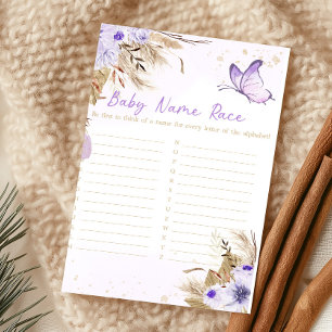 Floral Butterfly Baby Shower Baby Name Race Game