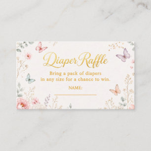 Floral Butterfly Baby Shower Diaper Raffle Enclosure Card