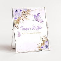 Floral Butterfly Baby Shower Diaper Raffle Sign