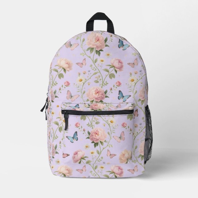 Floral Butterfly Backpack with Peonies (Front)