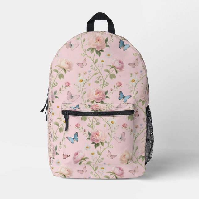 Floral Butterfly Backpack with Peonies (Front)