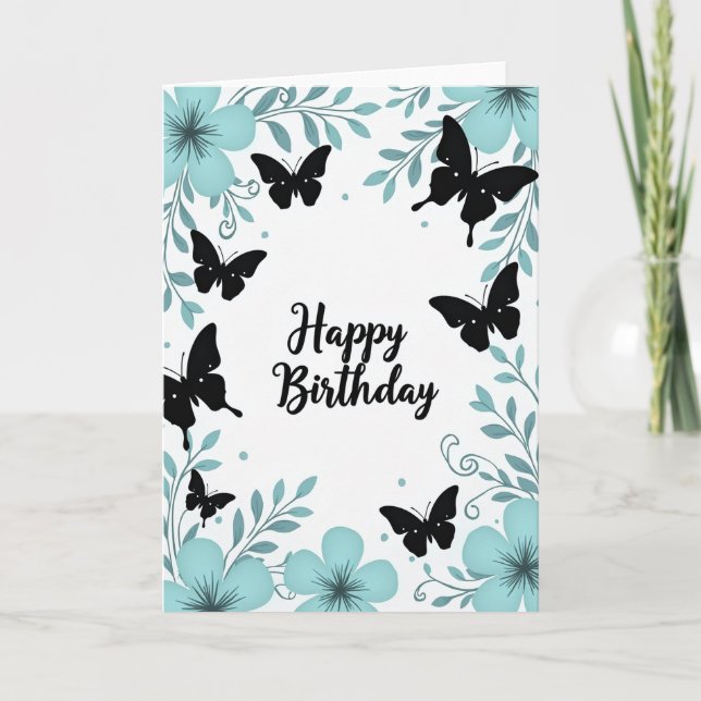Floral Butterfly Birthday Card (Front)