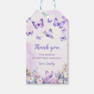 Floral Butterfly Birthday Gift Tags