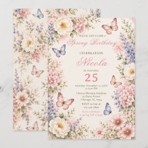 Floral Butterfly Birthday Invitation