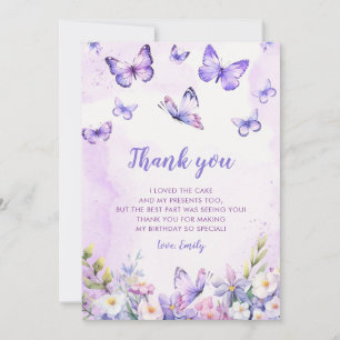 Floral Butterfly Birthday Thank You Card