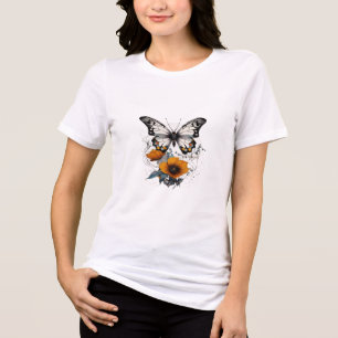 Floral Butterfly Bliss: Tri-Blend Shirt
